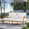 Modway Brisbane Teak Wood Outdoor Patio Loveseat in Natural White - Lifestyle
