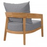 Modway Brisbane Teak Wood Outdoor Patio Armchair in Natural Gray - Back Side Angle