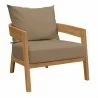 Modway Brisbane Teak Wood Outdoor Patio Armchair in Natural Light Brown - Front Side Angle - Modway Brisbane Teak Wood Outdoor Patio Armchair in Natural Light Brown - Front Side Angle