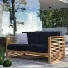 Modway Carlsbad Teak Wood Outdoor Patio Loveseat in Natural Navy - Lifestyle - Modway Carlsbad Teak Wood Outdoor Patio Loveseat in Natural Navy - Lifestyle