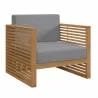 Modway Carlsbad Teak Wood Outdoor Patio Armchair in Natural Gray - Front Side Angle - Modway Carlsbad Teak Wood Outdoor Patio Armchair in Natural Gray - Front Side Angle