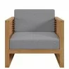 Modway Carlsbad Teak Wood Outdoor Patio Armchair in Natural Gray - Front Angle - Modway Carlsbad Teak Wood Outdoor Patio Armchair in Natural Gray - Front Angle