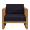 Modway Carlsbad Teak Wood Outdoor Patio Armchair in Natural Navy - Front Angle - Modway Carlsbad Teak Wood Outdoor Patio Armchair in Natural Navy - Front Angle