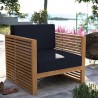 Modway Carlsbad Teak Wood Outdoor Patio Armchair in Natural Navy - Lifestyle
