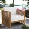 Modway Carlsbad Teak Wood Outdoor Patio Armchair in Natural White - Lifestyle - Modway Carlsbad Teak Wood Outdoor Patio Armchair in Natural White - Lifestyle