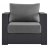 Modway Tahoe Outdoor Patio Powder-Coated Aluminum Armchair in Gray Charcoal - Front Angle