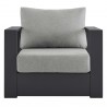 Modway Tahoe Outdoor Patio Powder-Coated Aluminum Armchair in Gray Gray - Front Angle