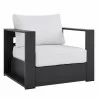 Modway Tahoe Outdoor Patio Powder-Coated Aluminum Armchair - Gray White - Front Side Angle - Modway Tahoe Outdoor Patio Powder-Coated Aluminum Armchair - Gray White - Front Side Angle