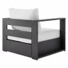 Modway Tahoe Outdoor Patio Powder-Coated Aluminum Armchair - Gray White - Back Side Angle - Modway Tahoe Outdoor Patio Powder-Coated Aluminum Armchair - Gray White - Back Side Angle