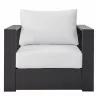 Modway Tahoe Outdoor Patio Powder-Coated Aluminum Armchair - Gray White - Front Angle - Modway Tahoe Outdoor Patio Powder-Coated Aluminum Armchair - Gray White - Front Angle