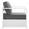 Modway Tahoe Outdoor Patio Powder-Coated Aluminum Armchair in White Charcoal  - Side Angle