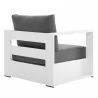 Modway Tahoe Outdoor Patio Powder-Coated Aluminum Armchair in White Charcoal  - Back Side Angle - Modway Tahoe Outdoor Patio Powder-Coated Aluminum Armchair in White Charcoal  - Back Side Angle