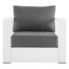 Modway Tahoe Outdoor Patio Powder-Coated Aluminum Armchair in White Charcoal  - Front Angle