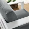 Modway Tahoe Outdoor Patio Powder-Coated Aluminum Armchair in White Charcoal  - Lifestyle - Modway Tahoe Outdoor Patio Powder-Coated Aluminum Armchair in White Charcoal  - Lifestyle