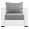 Modway Tahoe Outdoor Patio Powder-Coated Aluminum Armchair in White Gray - Front Angle