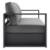 Modway Tahoe Outdoor Patio Powder-Coated Aluminum Sofa in Gray Charcoal - Side Angle