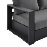 Modway Tahoe Outdoor Patio Powder-Coated Aluminum Sofa in Gray Charcoal - Seat Closeup Angle