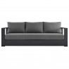 Modway Tahoe Outdoor Patio Powder-Coated Aluminum Sofa in Gray Charcoal - Front Angle