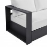 Modway Tahoe Outdoor Patio Powder-Coated Aluminum Sofa - Gray White - Seat Closeup Angle