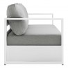 Modway Tahoe Outdoor Patio Powder-Coated Aluminum Sofa in White Gray - Side Angle