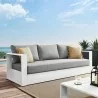 Modway Tahoe Outdoor Patio Powder-Coated Aluminum Sofa in White Gray - Lifestyle - Modway Tahoe Outdoor Patio Powder-Coated Aluminum Sofa in White Gray - Lifestyle