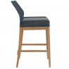 Modway Wellspring Outdoor Patio Teak Wood Bar Stool in Blue Graphite - Side Angle
