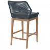 Modway Wellspring Outdoor Patio Teak Wood Bar Stool in Blue Graphite - Back Side Angle