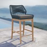 Modway Wellspring Outdoor Patio Teak Wood Bar Stool in Blue Graphite - Lifestyle