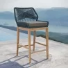 Modway Wellspring Outdoor Patio Teak Wood Bar Stool in Blue Graphite - Lifestyle - Modway Wellspring Outdoor Patio Teak Wood Bar Stool in Blue Graphite - Lifestyle