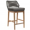 Modway Wellspring Outdoor Patio Teak Wood Bar Stool in Gay Graphite - Front Side Angle