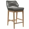 Modway Wellspring Outdoor Patio Teak Wood Bar Stool in Gay Graphite - Front Side Angle - Modway Wellspring Outdoor Patio Teak Wood Bar Stool in Gay Graphite - Front Side Angle