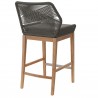 Modway Wellspring Outdoor Patio Teak Wood Bar Stool in Gay Graphite - Back Side Angle