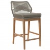 Modway Wellspring Outdoor Patio Teak Wood Bar Stool - Light Gray Greige - Front Side Angle