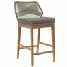 Modway Wellspring Outdoor Patio Teak Wood Bar Stool - Light Gray Greige - Front Side Angle - Modway Wellspring Outdoor Patio Teak Wood Bar Stool - Light Gray Greige - Front Side Angle