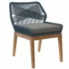Modway Wellspring Outdoor Patio Teak Wood Dining Chair in Blue Graphite - Front Side Angle - Modway Wellspring Outdoor Patio Teak Wood Dining Chair in Blue Graphite - Front Side Angle