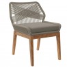Modway Wellspring Outdoor Patio Teak Wood Dining Chair - Light Gray Greige - Front Side Angle
