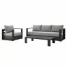 Modway Tahoe Outdoor Patio Powder-Coated Aluminum 3-Piece Set in Gray Gray - Set in Front Side Angle - Modway Tahoe Outdoor Patio Powder-Coated Aluminum 3-Piece Set in Gray Gray - Set in Front Side Angle