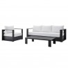 Modway Tahoe Outdoor Patio Powder-Coated Aluminum 3-Piece Set - Gray White - Set in Front Side Angle