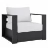 Modway Tahoe Outdoor Patio Powder-Coated Aluminum 3-Piece Set - Gray White - Armchair in Front Side Angle - Modway Tahoe Outdoor Patio Powder-Coated Aluminum 3-Piece Set - Gray White - Armchair in Front Side Angle
