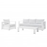 Modway Tahoe Outdoor Patio Powder-Coated Aluminum 3-Piece Set - White White - Set in Front Side Angle