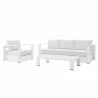Modway Tahoe Outdoor Patio Powder-Coated Aluminum 3-Piece Set - White White - Set in Front Side Angle - Modway Tahoe Outdoor Patio Powder-Coated Aluminum 3-Piece Set - White White - Set in Front Side Angle