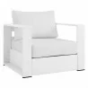 Modway Tahoe Outdoor Patio Powder-Coated Aluminum 3-Piece Set - White White - Armchair in Front Side Angle - Modway Tahoe Outdoor Patio Powder-Coated Aluminum 3-Piece Set - White White - Armchair in Front Side Angle