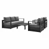Modway Tahoe Outdoor Patio Powder-Coated Aluminum 4-Piece Set - Gray Charcoal - Set in Front Side Angle - Modway Tahoe Outdoor Patio Powder-Coated Aluminum 4-Piece Set - Gray Charcoal - Set in Front Side Angle
