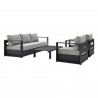 Modway Tahoe Outdoor Patio Powder-Coated Aluminum 4-Piece Set - Gray Gray - Set in Front Side Angle
