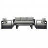 Modway Tahoe Outdoor Patio Powder-Coated Aluminum 4-Piece Set - Gray Gray - Set in Front Angle