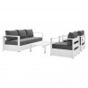 Modway Tahoe Outdoor Patio Powder-Coated Aluminum 4-Piece Set - White Charcoal - Set in Front Side Angle