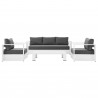 Modway Tahoe Outdoor Patio Powder-Coated Aluminum 4-Piece Set - White Charcoal - Set in Front Angle