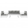 Modway Tahoe Outdoor Patio Powder-Coated Aluminum 4-Piece Set in White Gray - Set in Front Angle