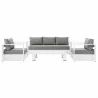 Modway Tahoe Outdoor Patio Powder-Coated Aluminum 4-Piece Set in White Gray - Set in Front Angle - Modway Tahoe Outdoor Patio Powder-Coated Aluminum 4-Piece Set in White Gray - Set in Front Angle