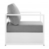 Modway Tahoe Outdoor Patio Powder-Coated Aluminum 4-Piece Set in White Gray - Armchair in Side Angle
